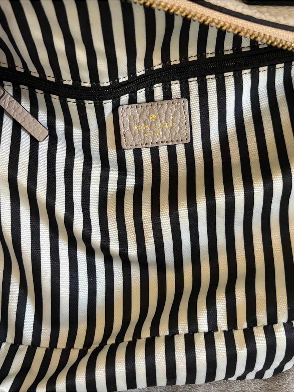 kate spade Two-Tone Black & Cream Pebbled Leather Satchel