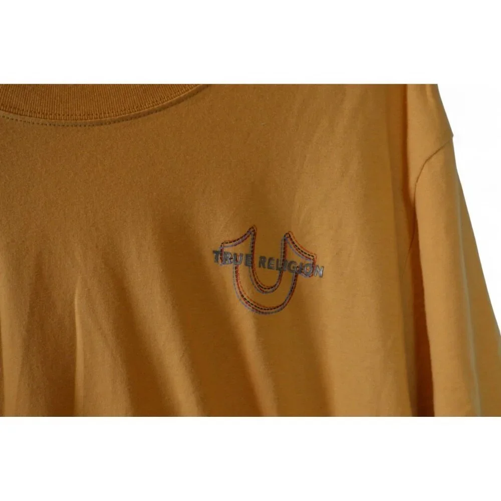 True Religion 1XL Oak Buff Logo Tee Shirt Front & Back Print NWT