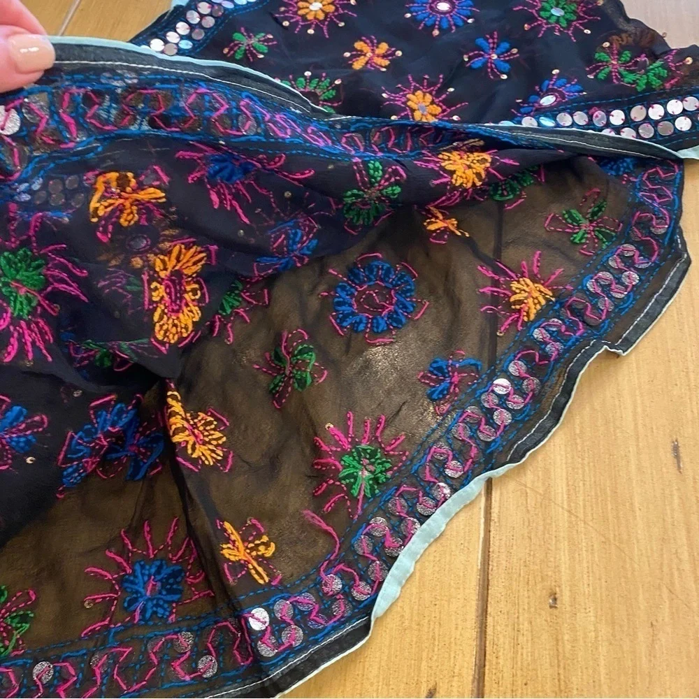 Anthropologie Raj Women’s Silk Infinity Scarf Embroidered Sequin Colorful New