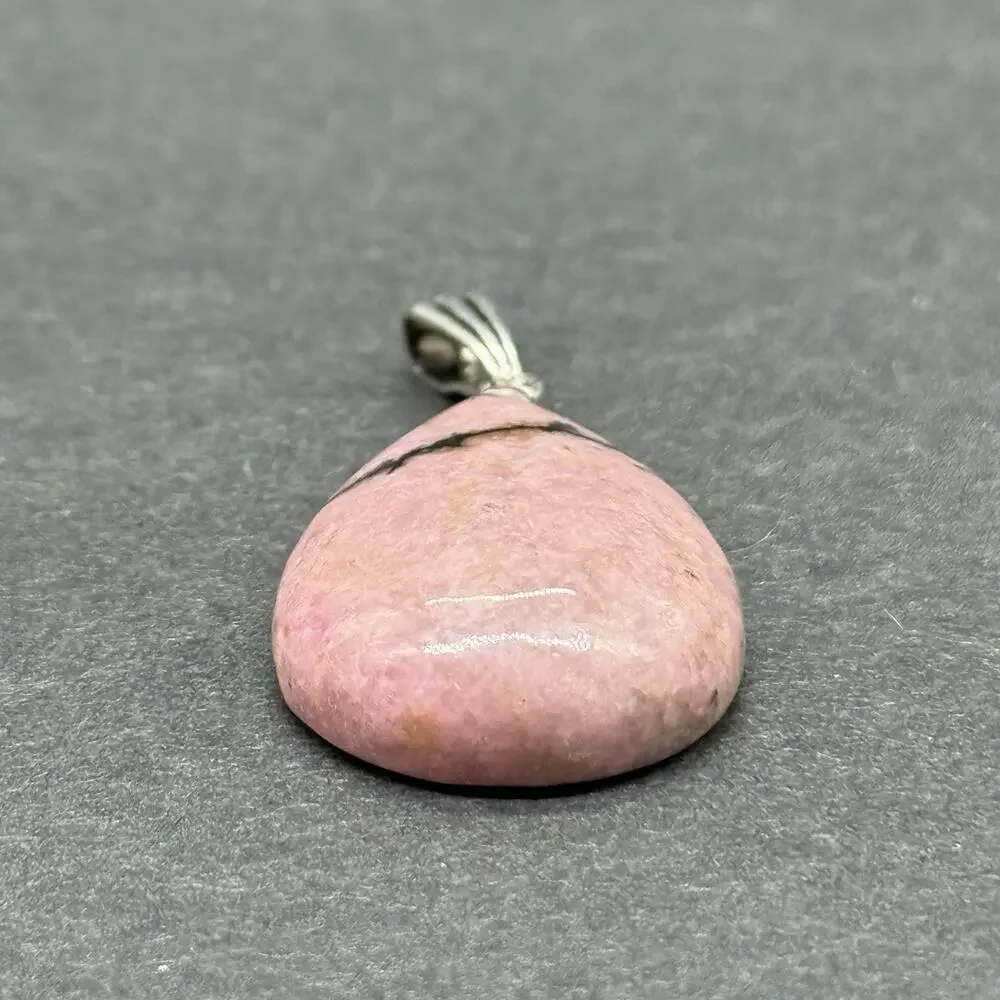 Natural Pink Rhodonite Gemstone Teardrop Pendant 1” Crystal Healing Boho Jewelry
