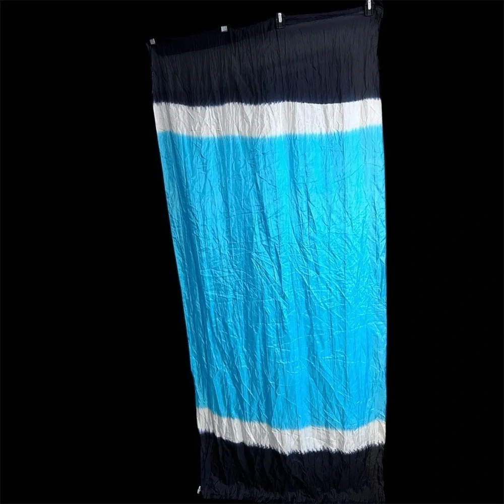 Elegant Large 32x70 Silk Scarf, Wrap, Beach Cover Blue, Black & white Women's