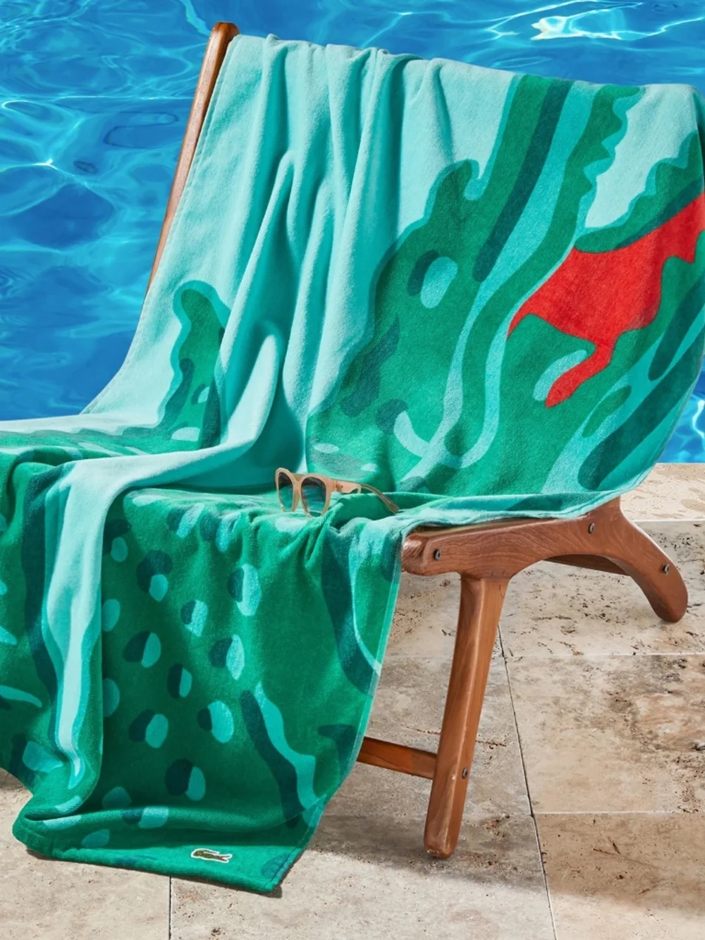 Lacoste Crocodile Print Cotton Beach Towel, 36