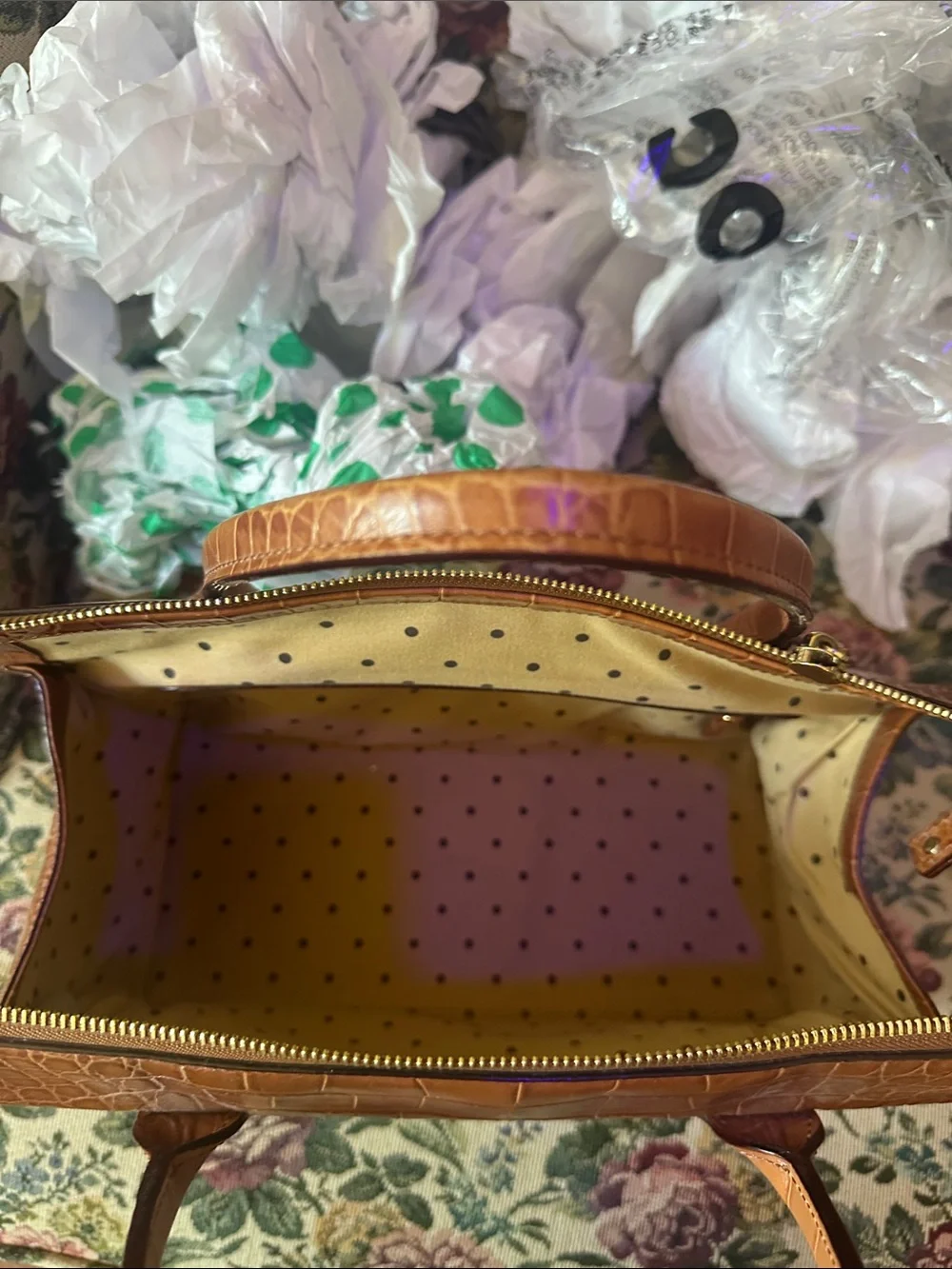 Kate Spade Brown Croc-Embossed Leather Handle Satchel‎