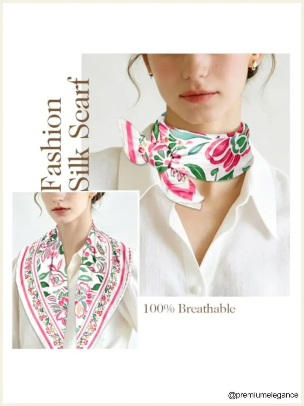 Silky Satin Multifunctional Square Scarf for Women - Hair Neck Purse Accessory