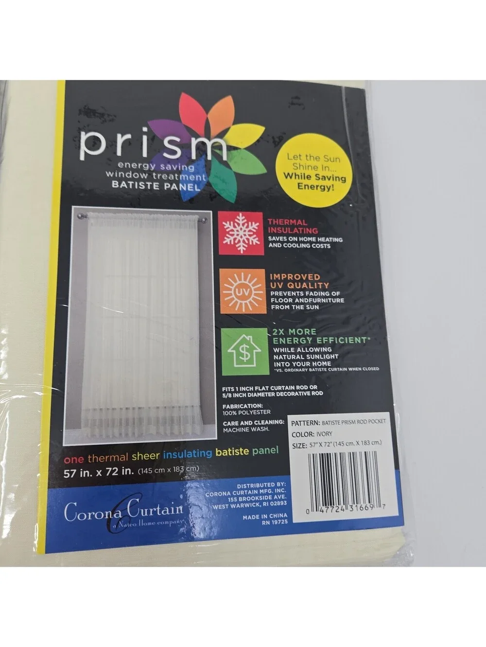 Prism Two Thermal Sheer Insulating Rod Pocket Curtain Panels Ivory 54