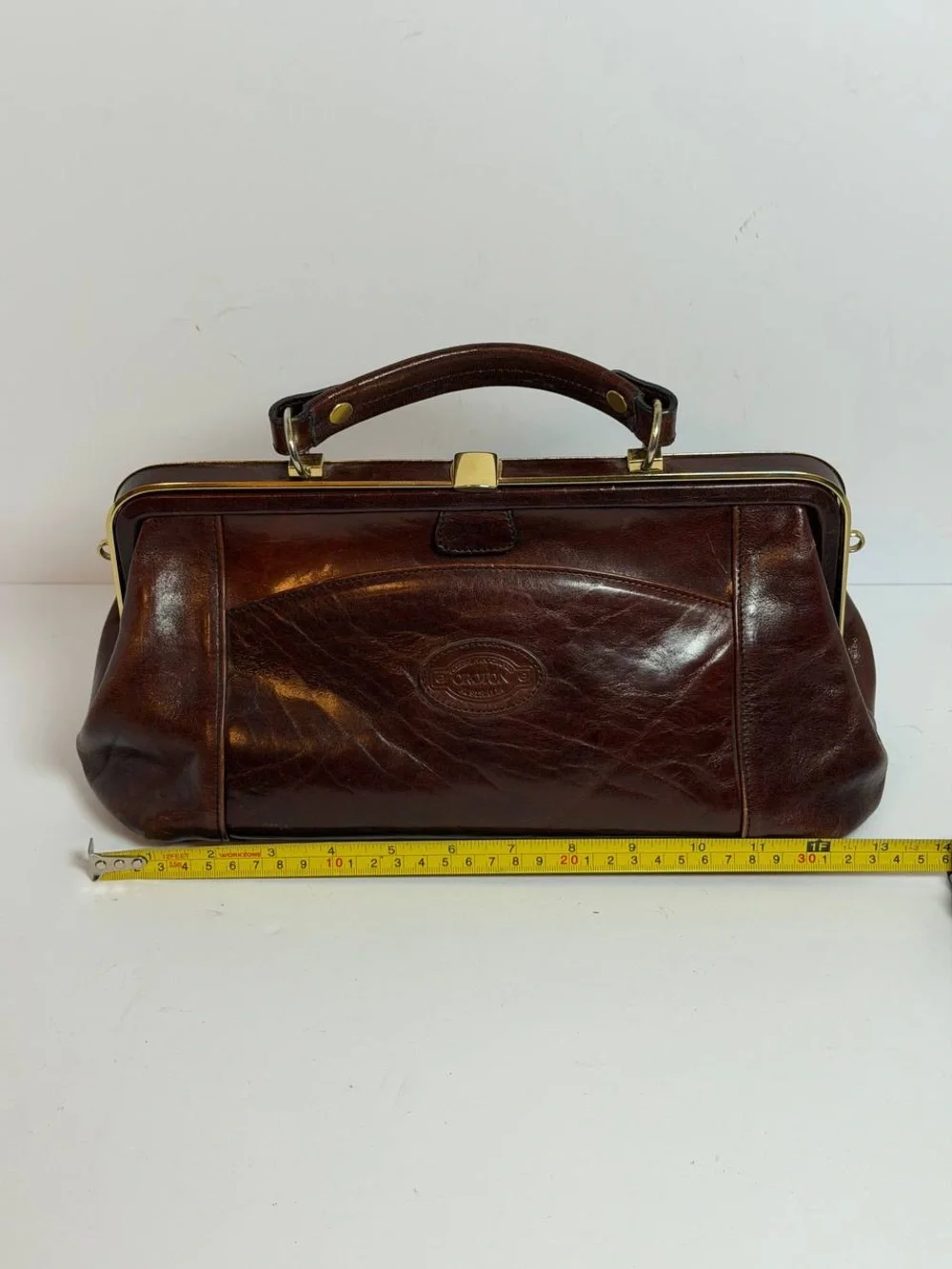 Vintage Oroton Brown Leather Doctor's Bag Style Handbag