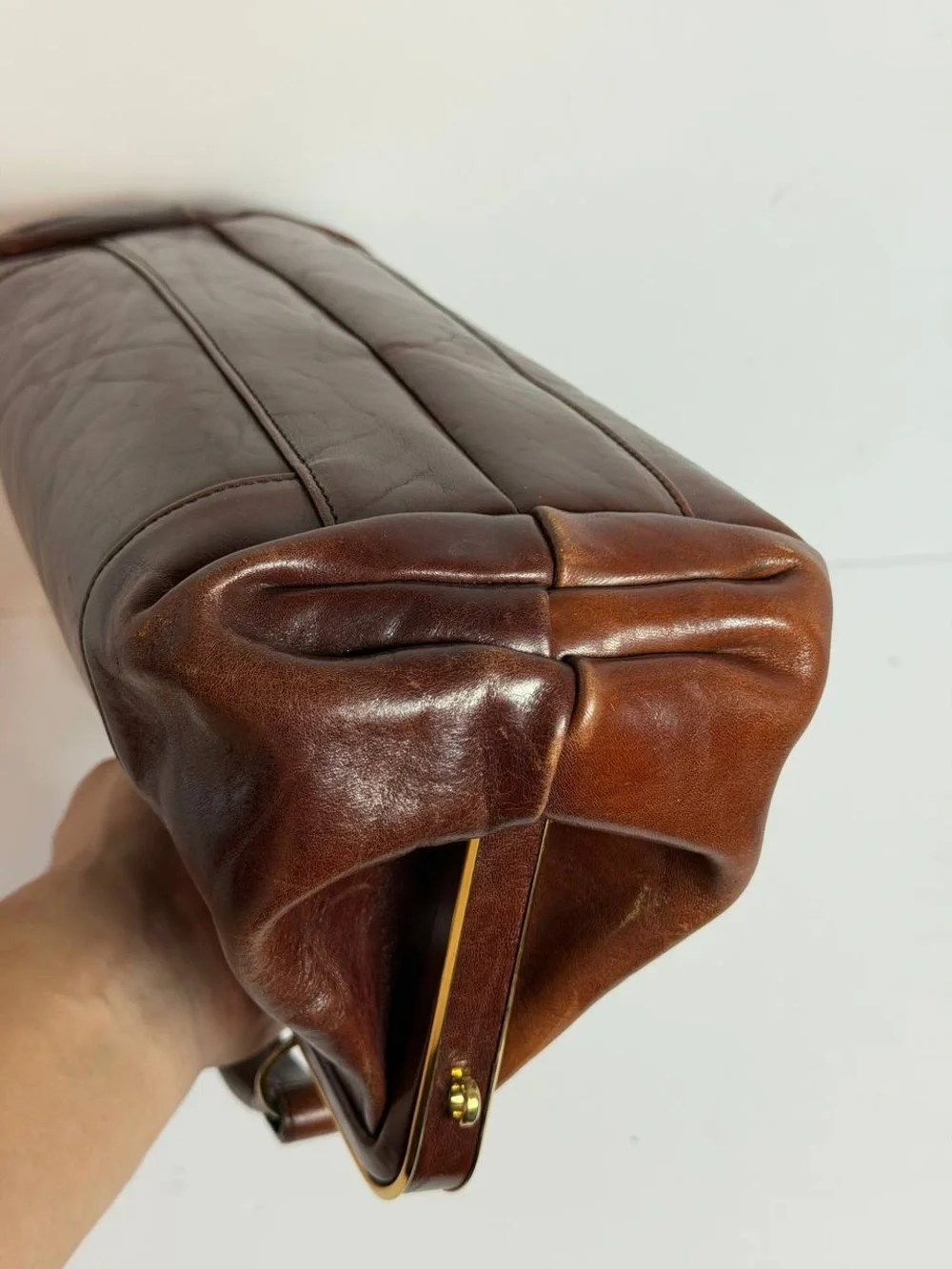 Vintage Oroton Brown Leather Doctor's Bag Style Handbag