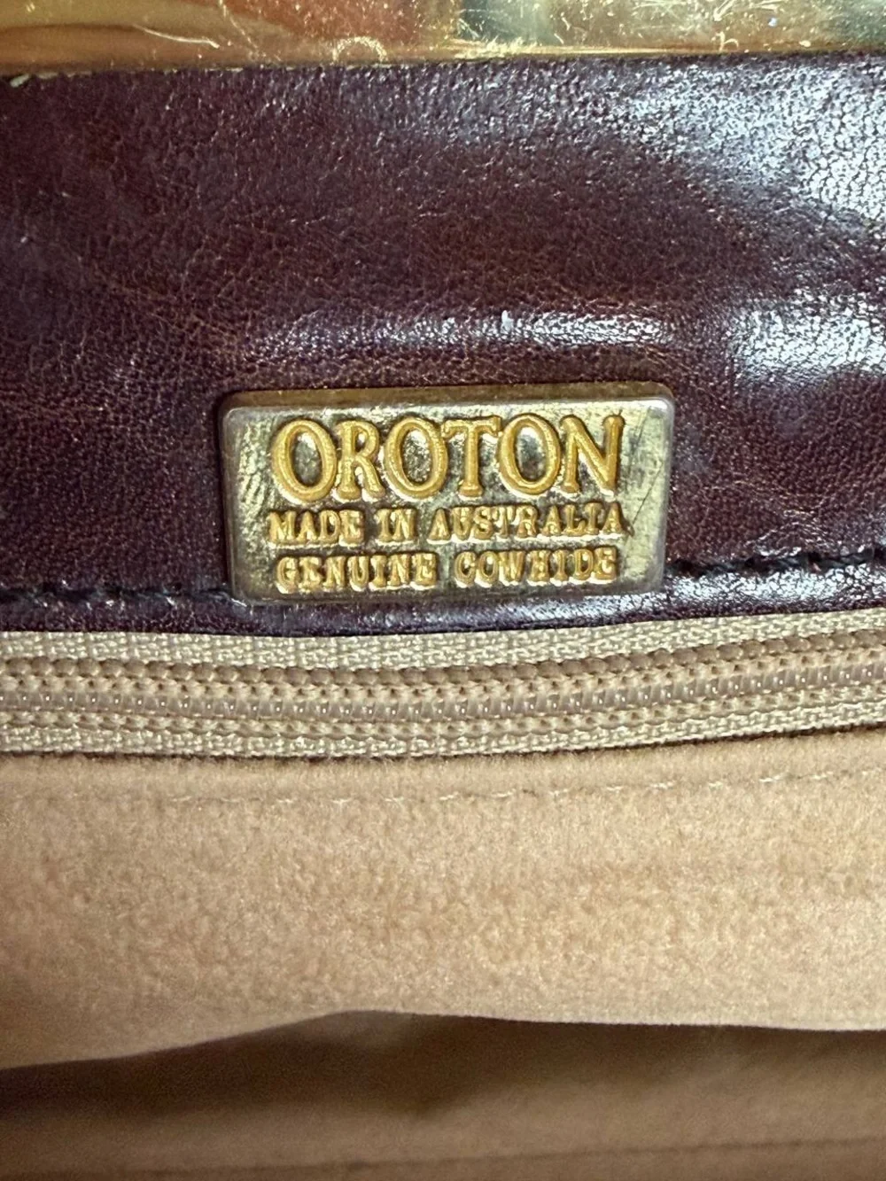 Vintage Oroton Brown Leather Doctor's Bag Style Handbag