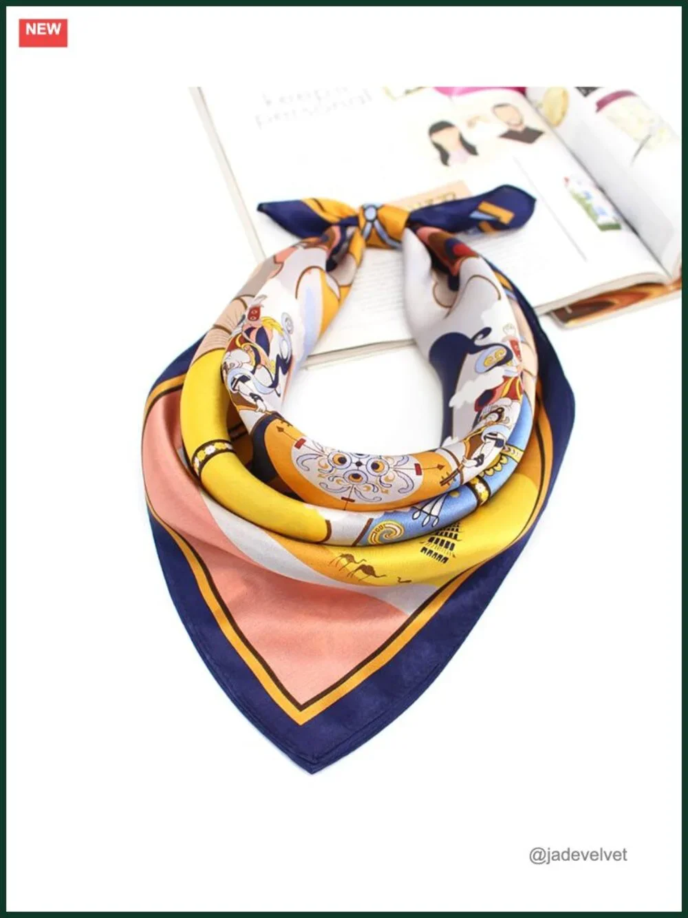 100% Mulberry Silk Small Square Scarf 21x21 Digital Printed Neckerchief