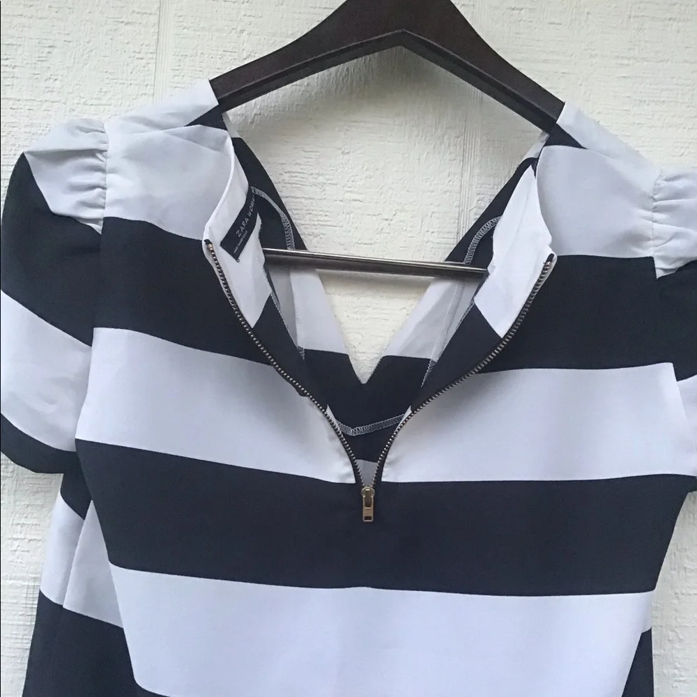 Zara striped puff sleeve top
