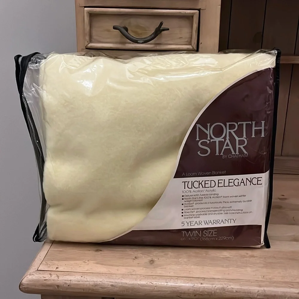 Vintage Northstar Chatham Twin Blanket New Satin Trim Yellow Loom Woven Acrylic