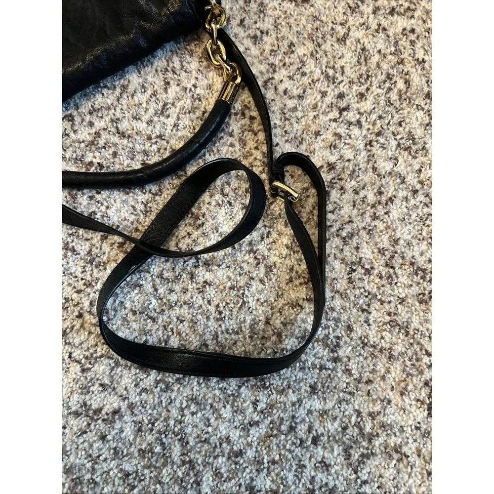 Vintage Michael Kors Leather Crossbody Bag Black Large Pockets Adjusting‎ Strap