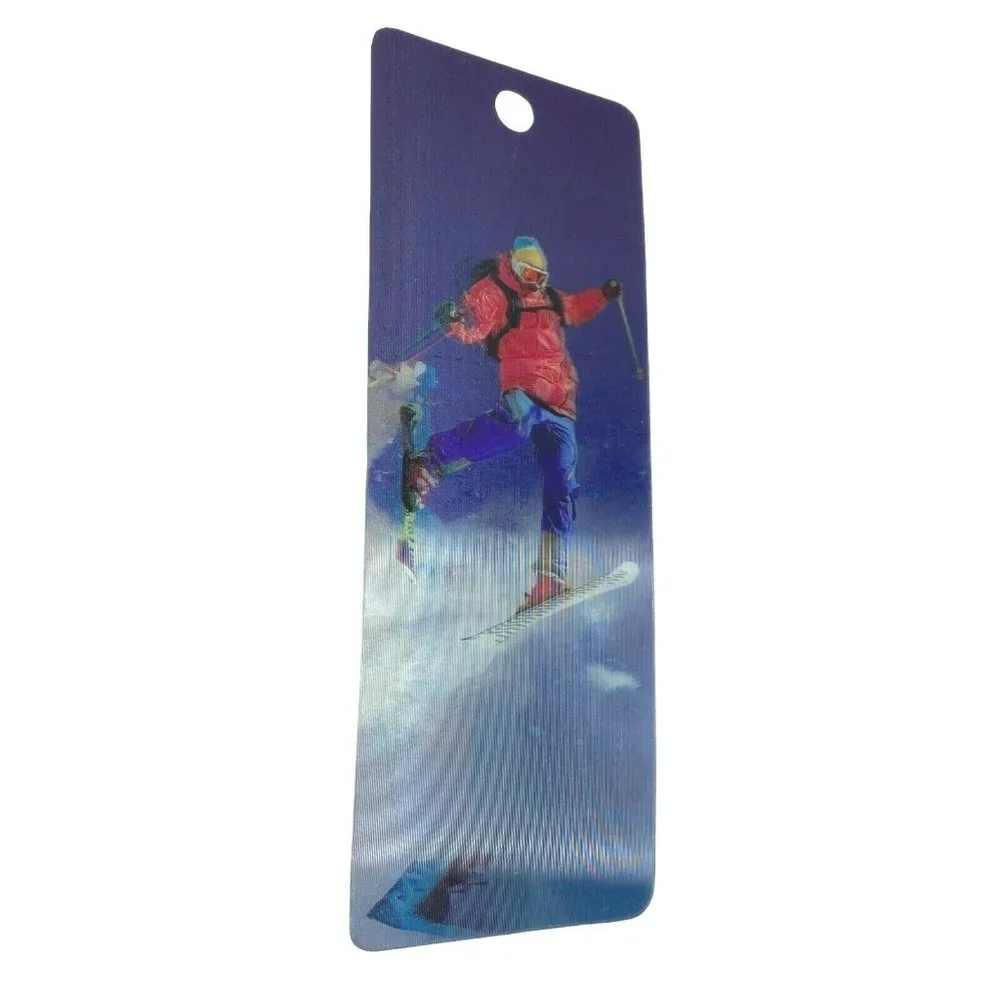 3-D Lenticular Bookmark‎ Skier Skiing Sports Winter Extreme Snow Plastic 3D