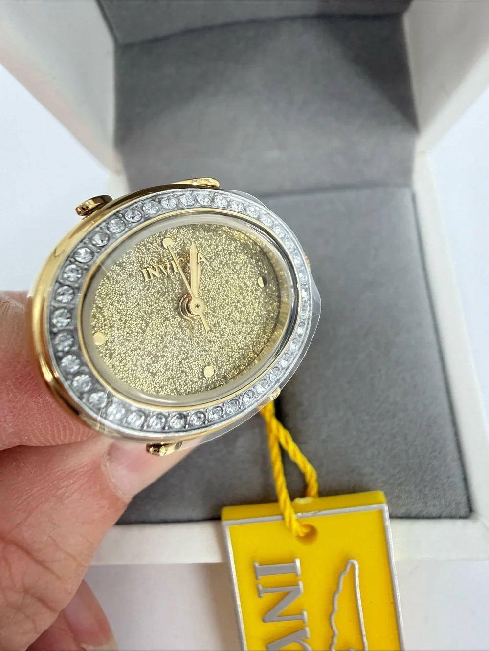 Invicta Mini Angel Women's Ring Watch  24mm. Gold Crystal Trim