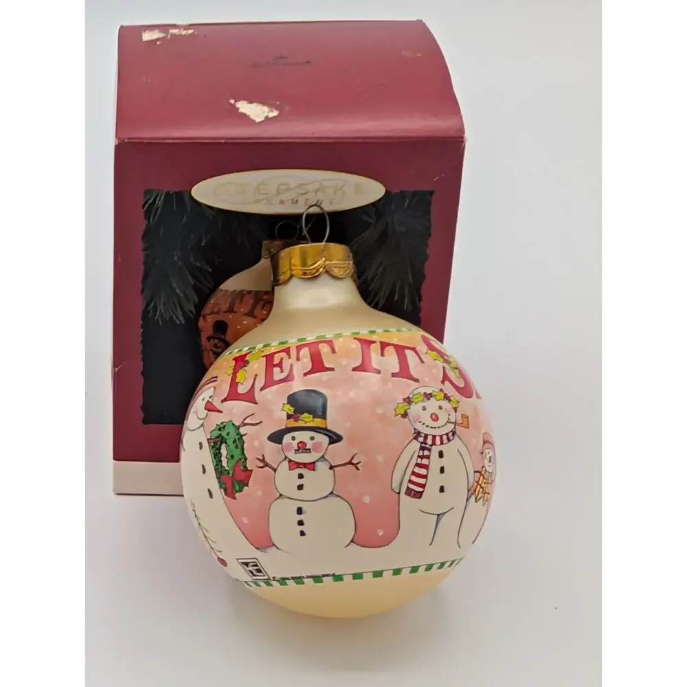 1994 Keepsake Hallmark Glass Ornament Let it Snow MIB