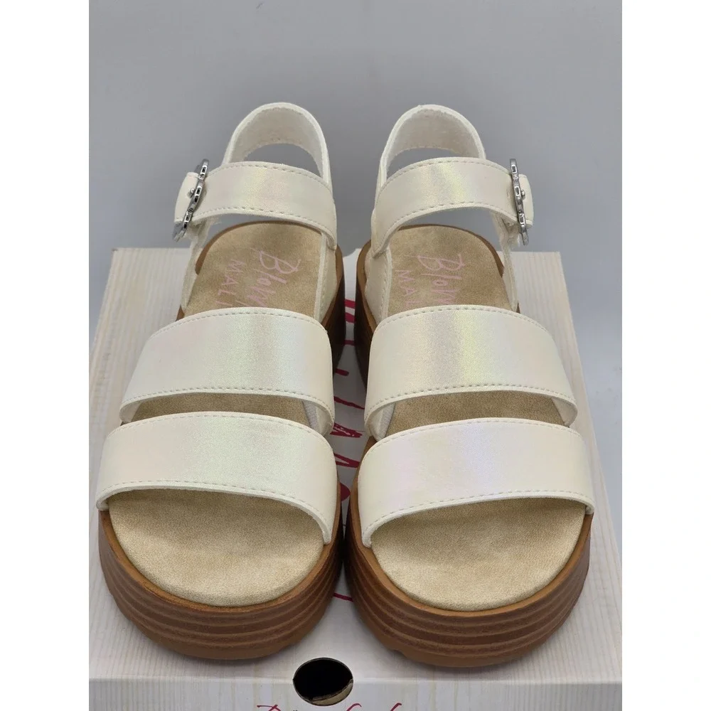 Blowfish Malibu Girl's‎ Journey-K Platform Wedge Sandal White Iridescent Sz 13 M