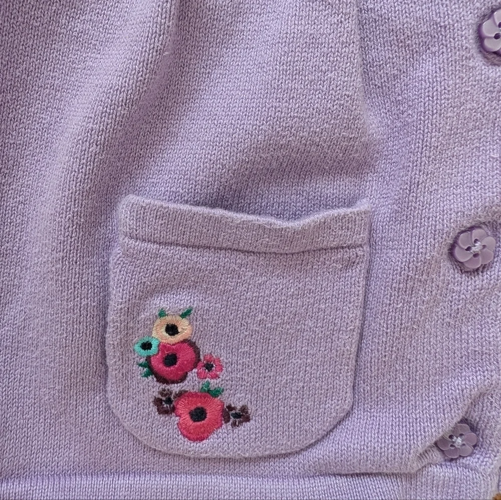 Gymboree Girls Lavender Knit Cardigan with Floral Pockets Size 5T
