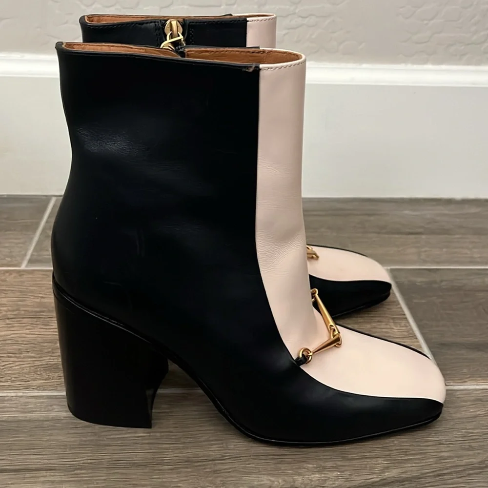 NEW Tory Burch Equestrian Link Two Tone Booties Size 6.5