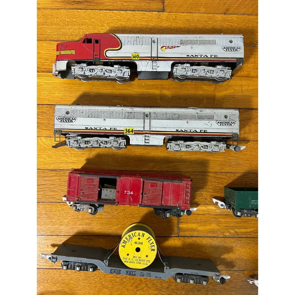 Vintage American Flyer S Gauge Santa Fe 360 364 Train Set Track Transformer Lot