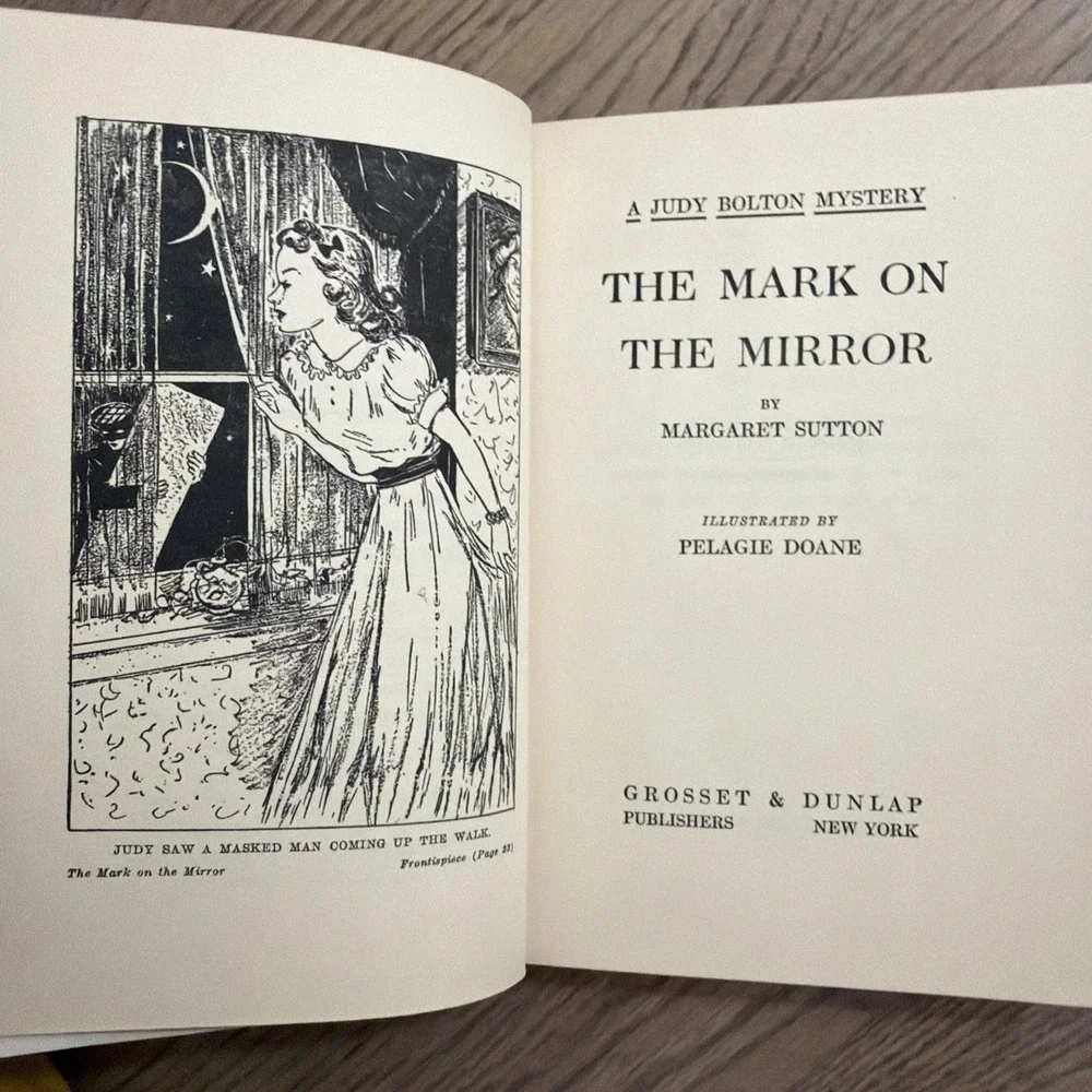 The Mark on the Mirror, Judy Bolton Myster, by Margaret Sutton HC/DJ 1942 Red‎