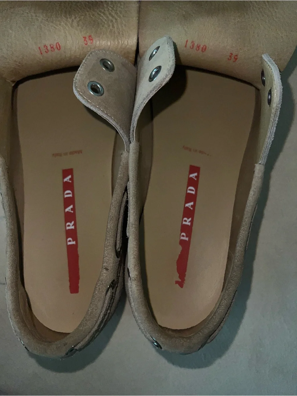 Men's Prada Taupe Suede Lace-Up Boat Shoes