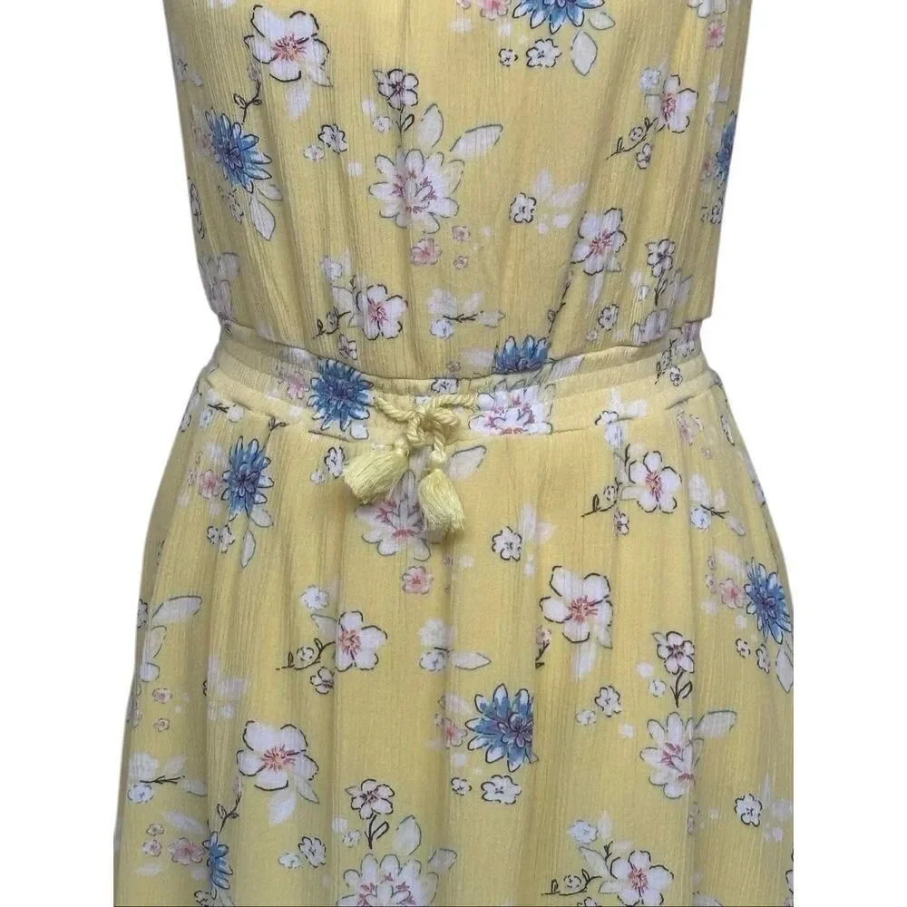 Justice Girls Yellow Floral Flutter Sleeve Dress size 16