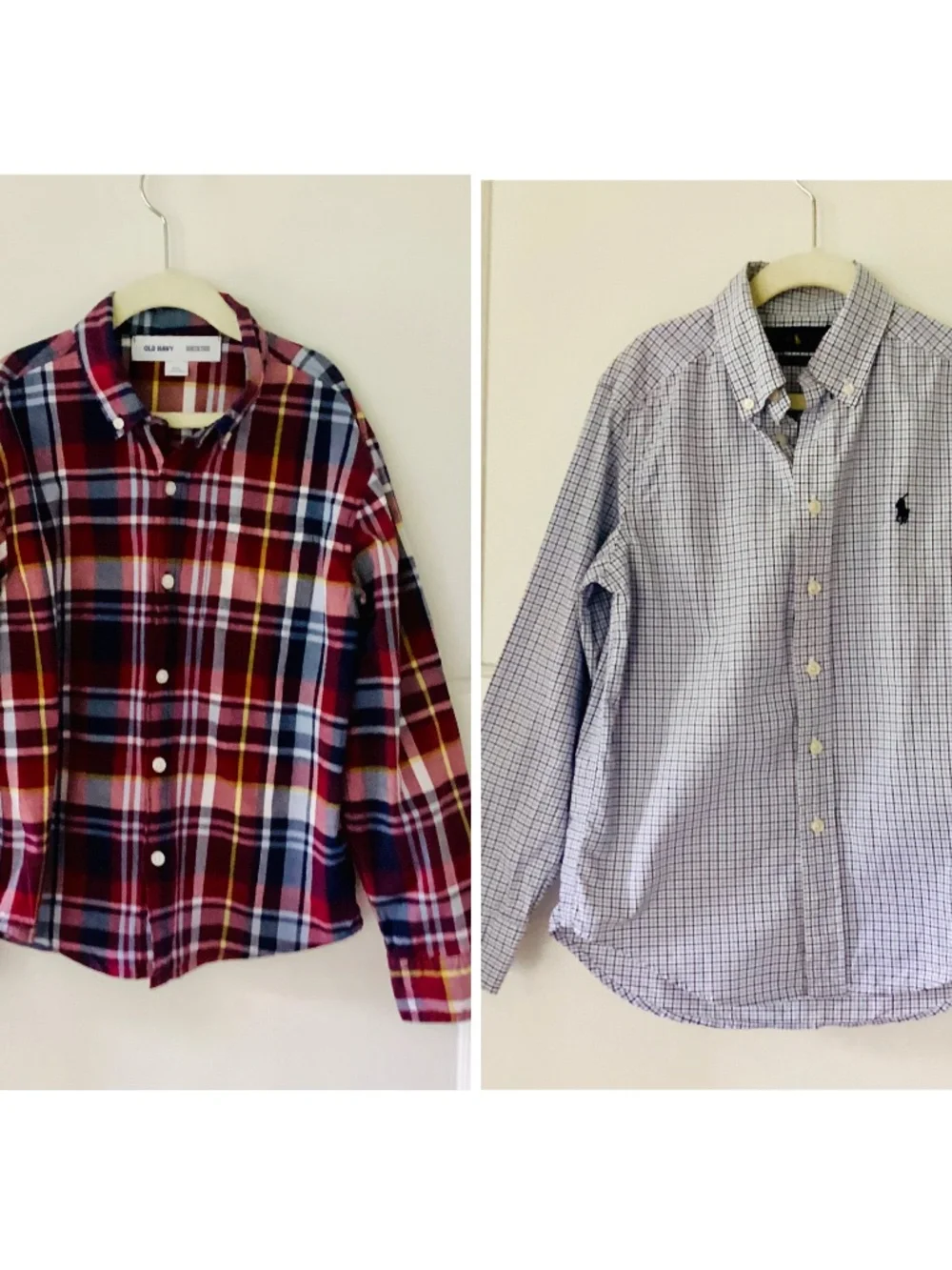 Lot Of 2 Boys Plaid Shirts Size 8 Button Down Ralph Lauren & Old Navy Collared