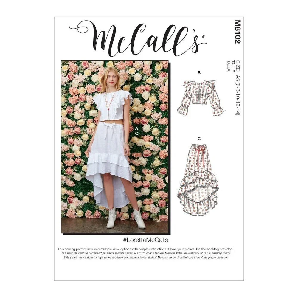 McCalls‎ Sewing Pattern 8102 10521 Top Skirt Misses Size 14-22