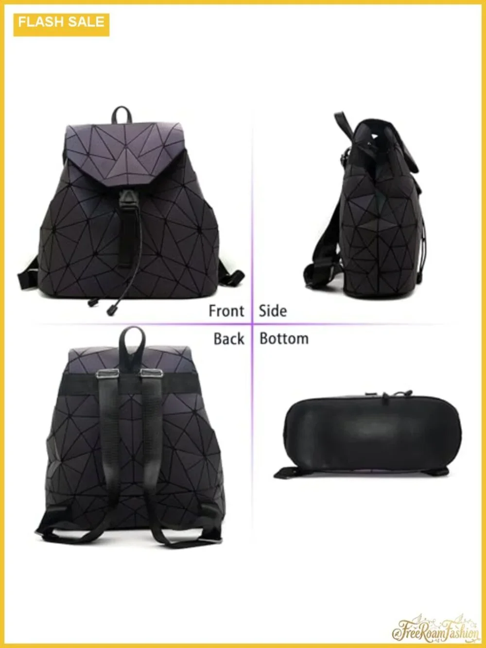 Holographic Geometric Women's Backpack Luminous Travel Daypack