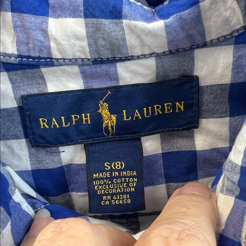 Boy's Ralph Lauren Blue and White Plaid Shirt‎