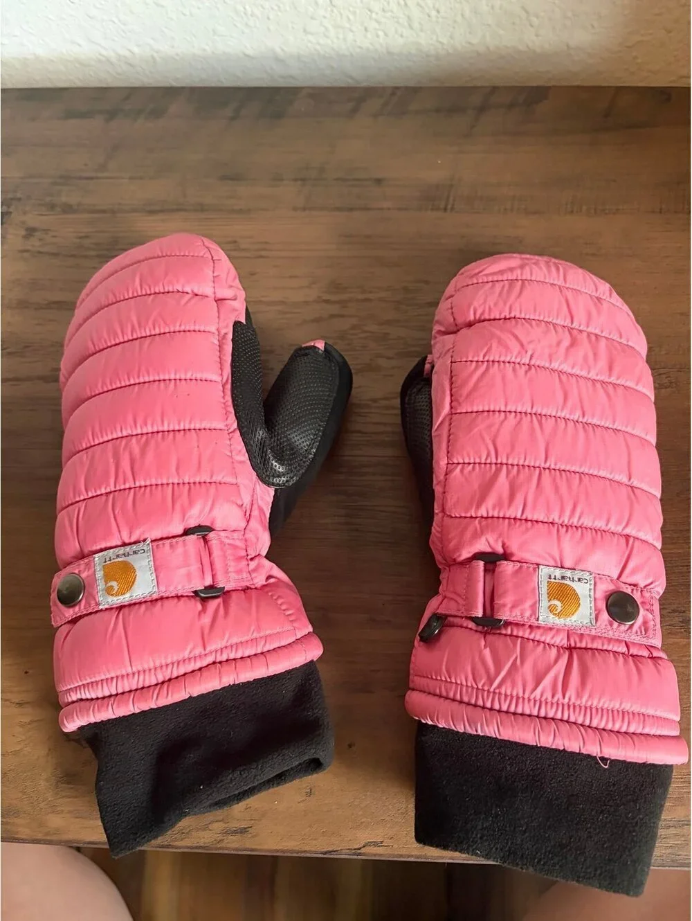 Carhartt women's pink mitten gloves size S. Wear as shown