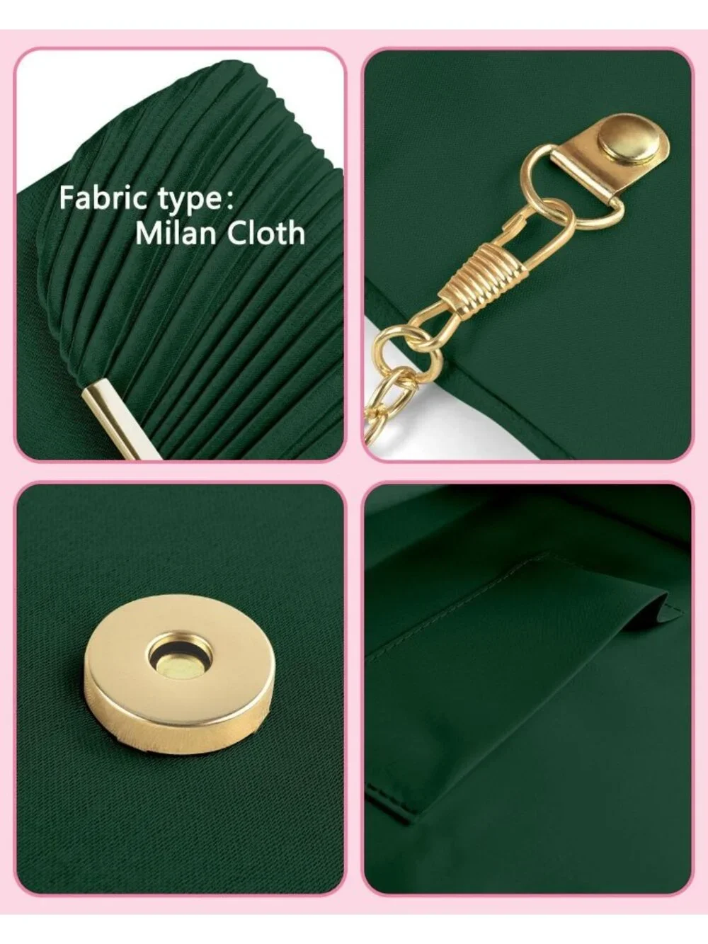 Women's Green Clutch Purse Evening Envelope Wedding Crossbody Shoulder Bag