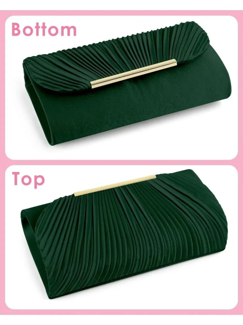 Women's Green Clutch Purse Evening Envelope Wedding Crossbody Shoulder Bag