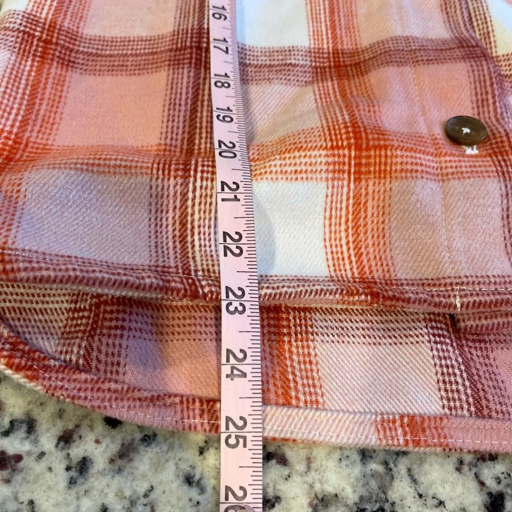 Old Navy Kids XL 14-16 Pink Orange‎ Plaid Flannel Shirt Jacket Shacket