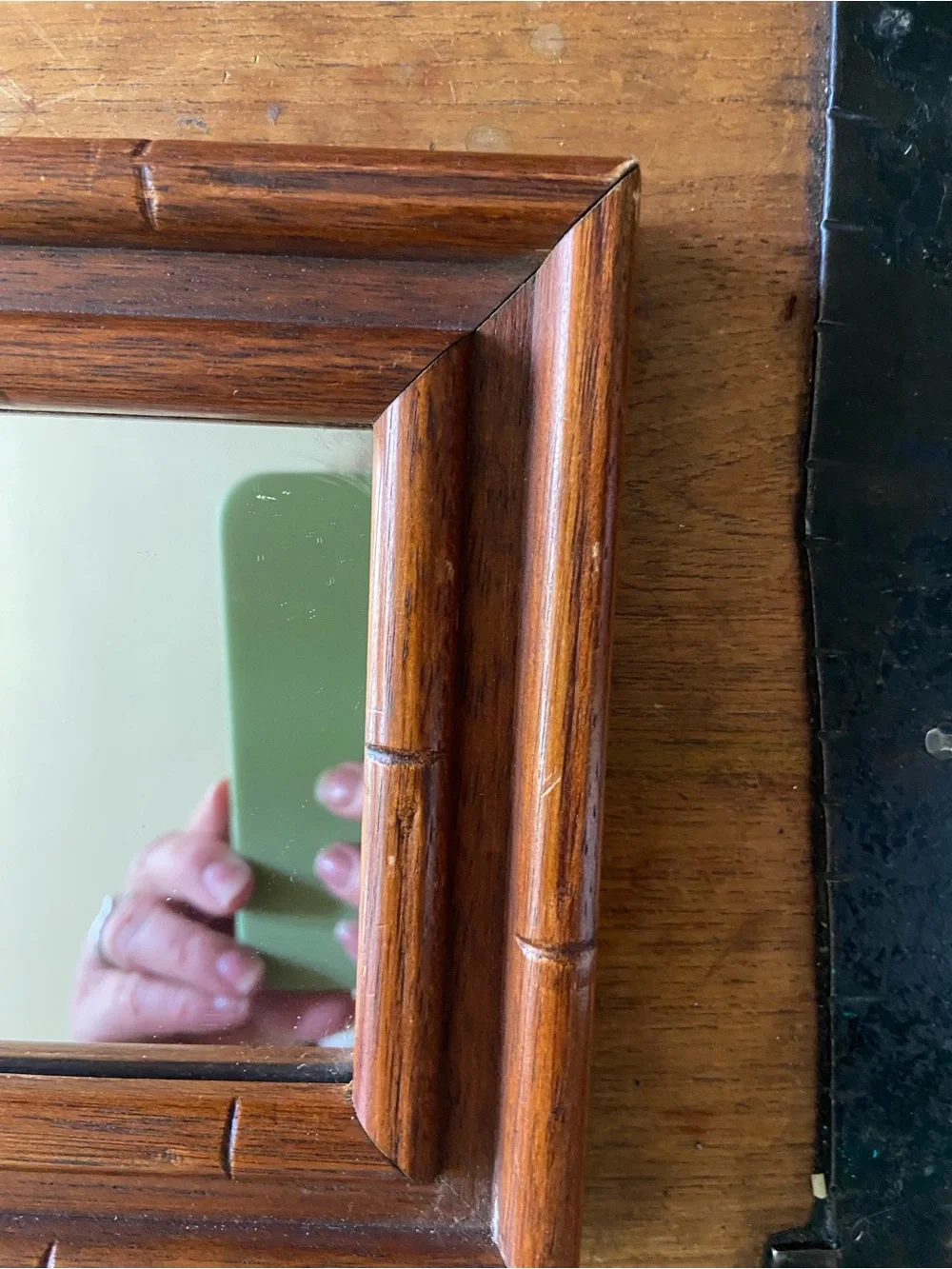 VTG Faux Bamboo-Style Rectangular Wood Wall Mirror