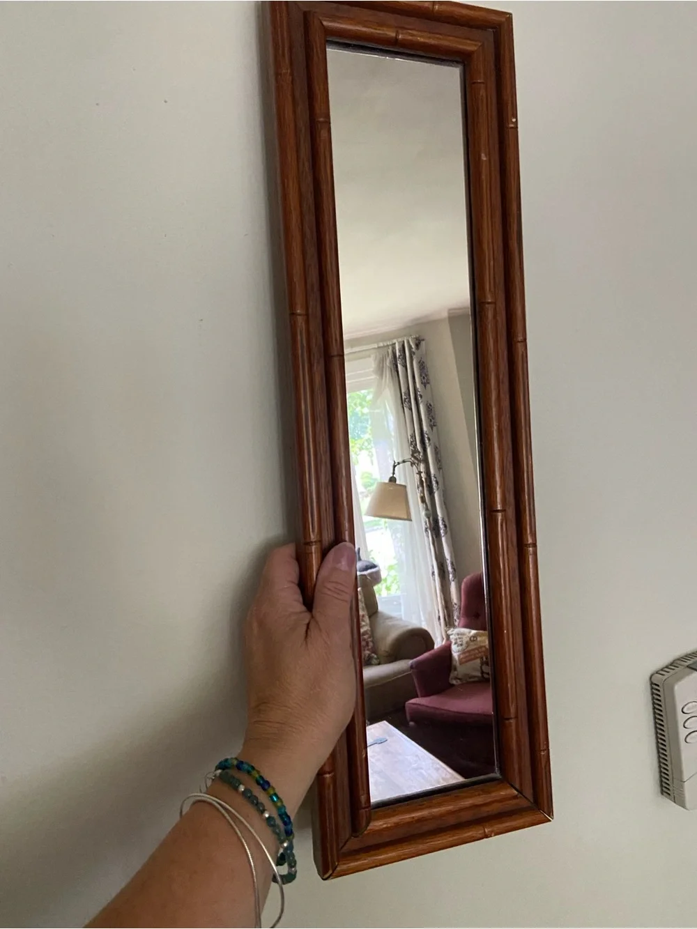 VTG Faux Bamboo-Style Rectangular Wood Wall Mirror