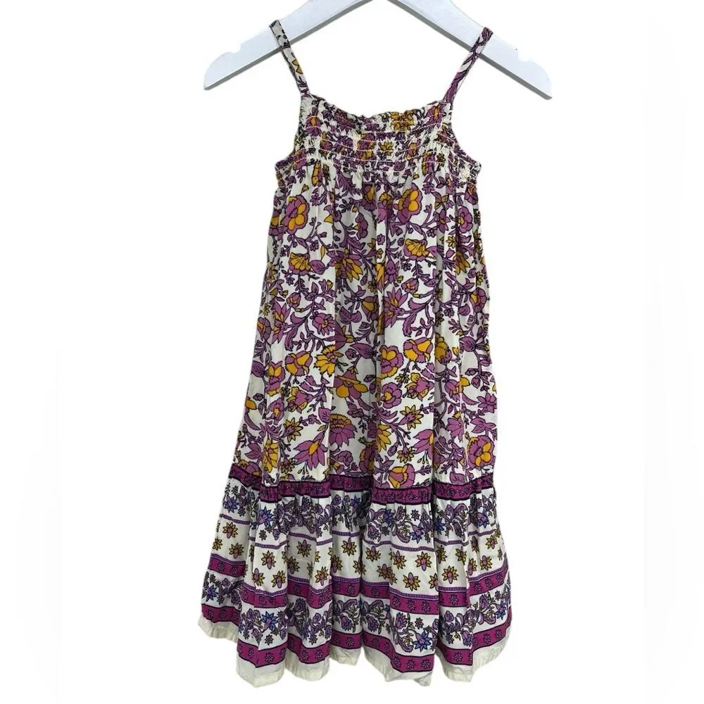 Old Navy Sleeveless Maxi Smocked Floral Cream Dress 12-18 Months