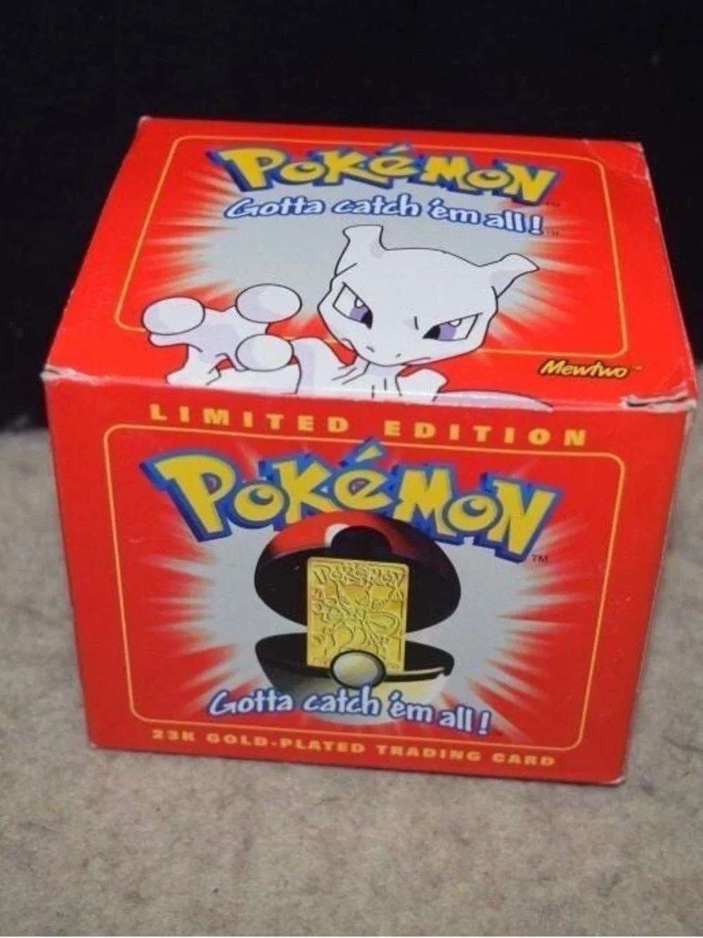 1999 Pokemon Mewtwo Burger King 23K Gold Plated Card Pokeball Sealed