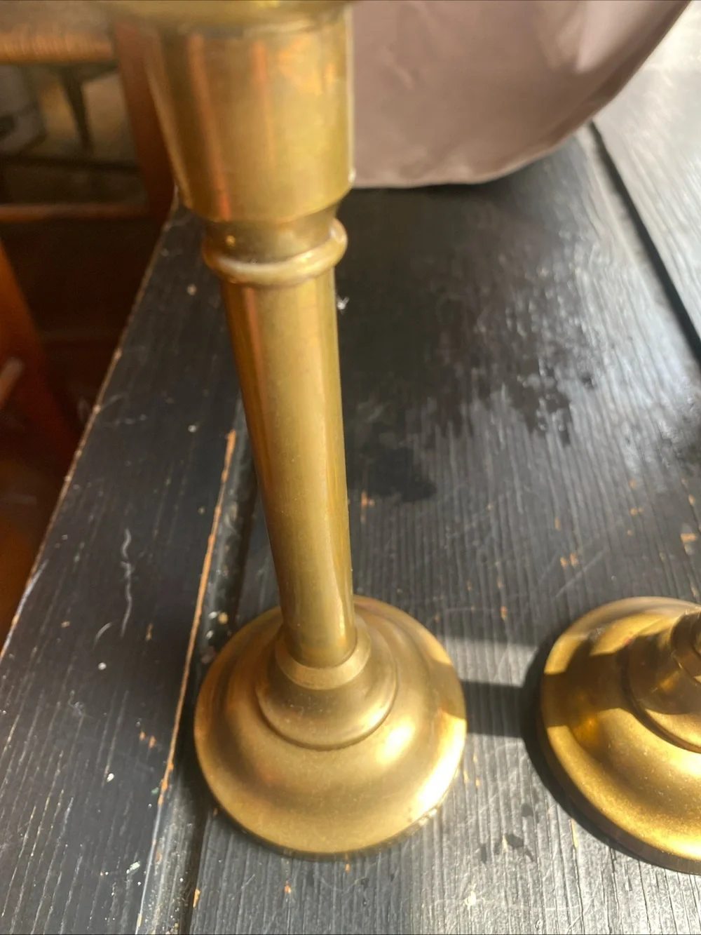 Classic Brass Taper Candle Holders Pair - Gold Finish