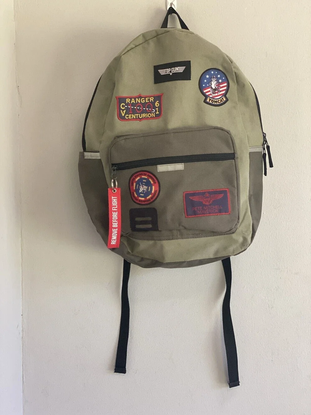 Collectible Rare Top Gun Kids Olive Green Patch Backpack Maverick