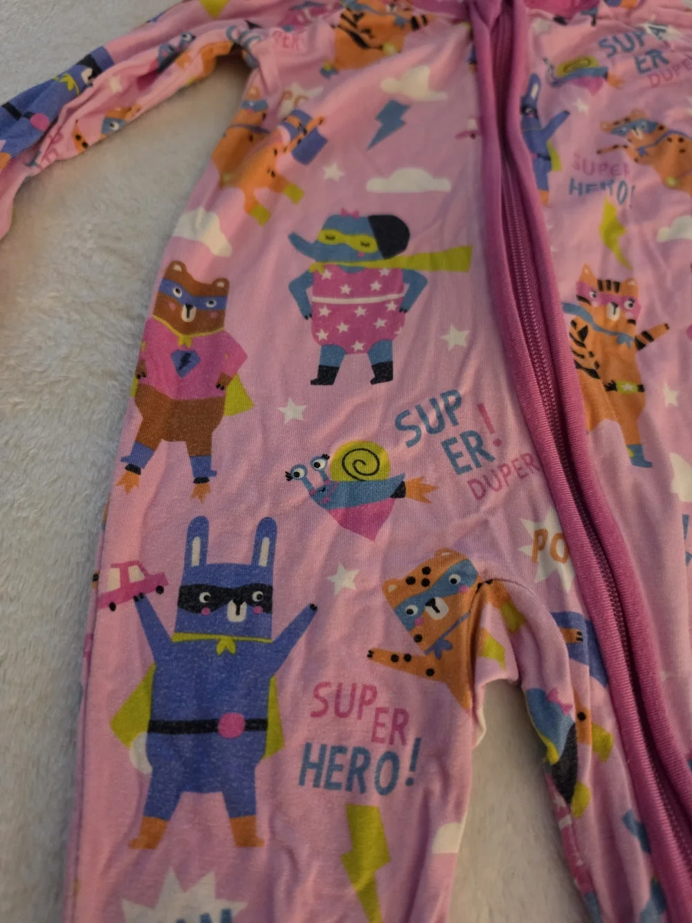 Little Sleepies Pink Sleepy Superheroes Bamboo Zippy 0-3m