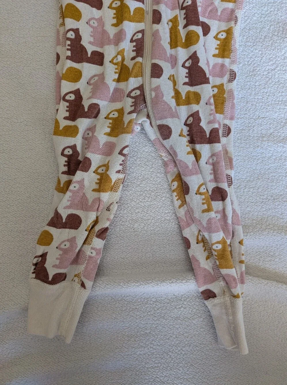 Hanna Andersson Pink, Mustard & Brown Squirrel Print Footed One-Piece