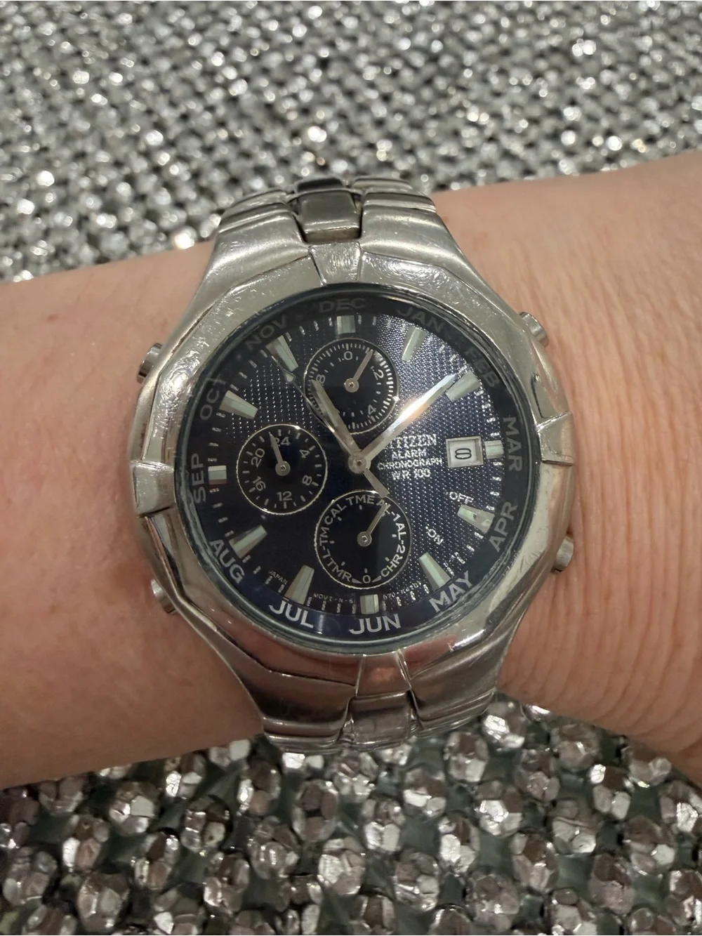 Citizen Silver Stainless Steel Men's Watch with Blue Dial