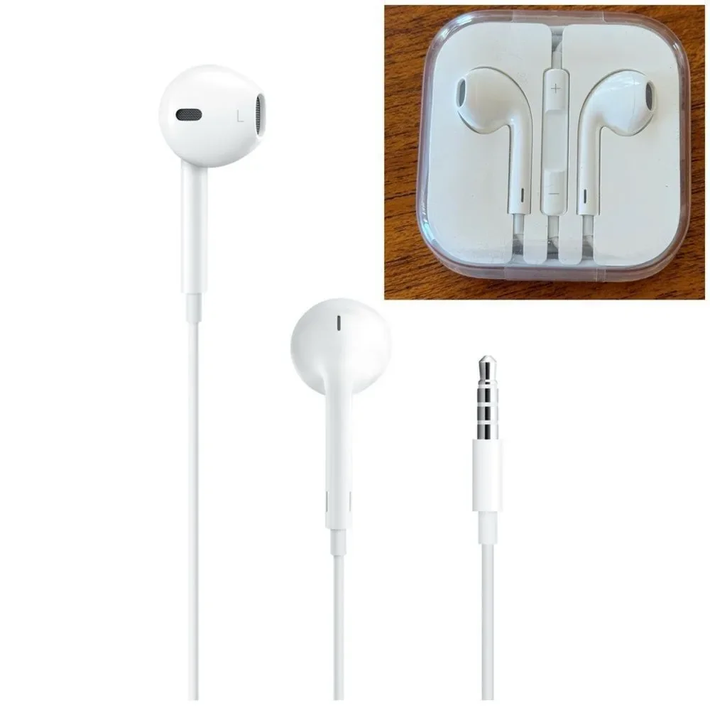 New Apple White Wired EarPods (3.5mm Headphone Plug) with Case