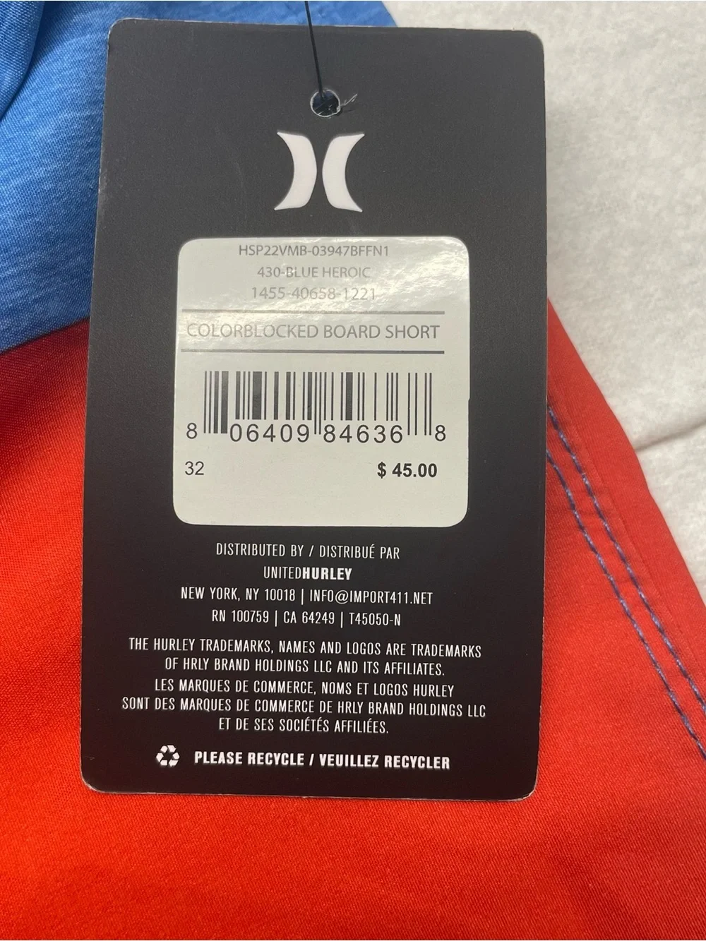 Hurley bold colorblock