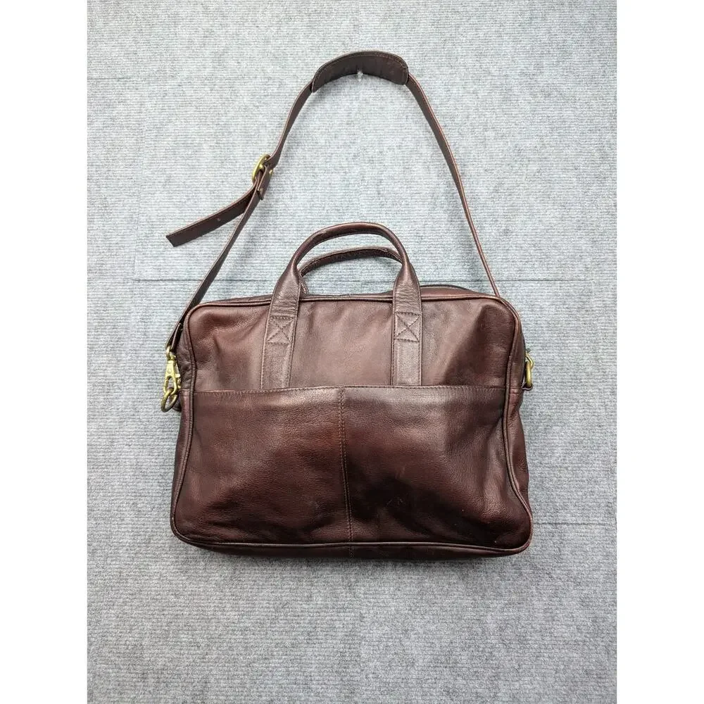 Frye Briefcase Messenger Bag Laptop Cherry Brown Leather Vintage Work School