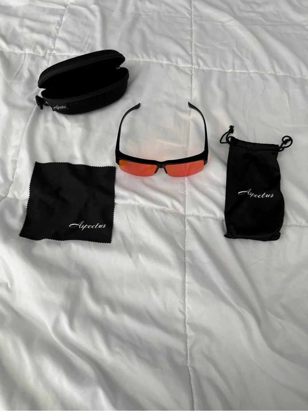 Aspectus Men's Black Frame Sunglasses with Orange-Red Mirrored Lenses