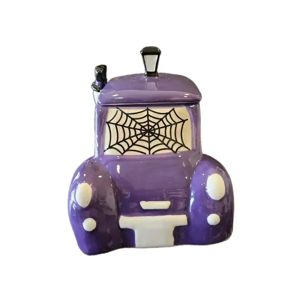 New Halloween Purple Skelton Driver Driving Taxi Cab Storage Kitchen Cookie Jar