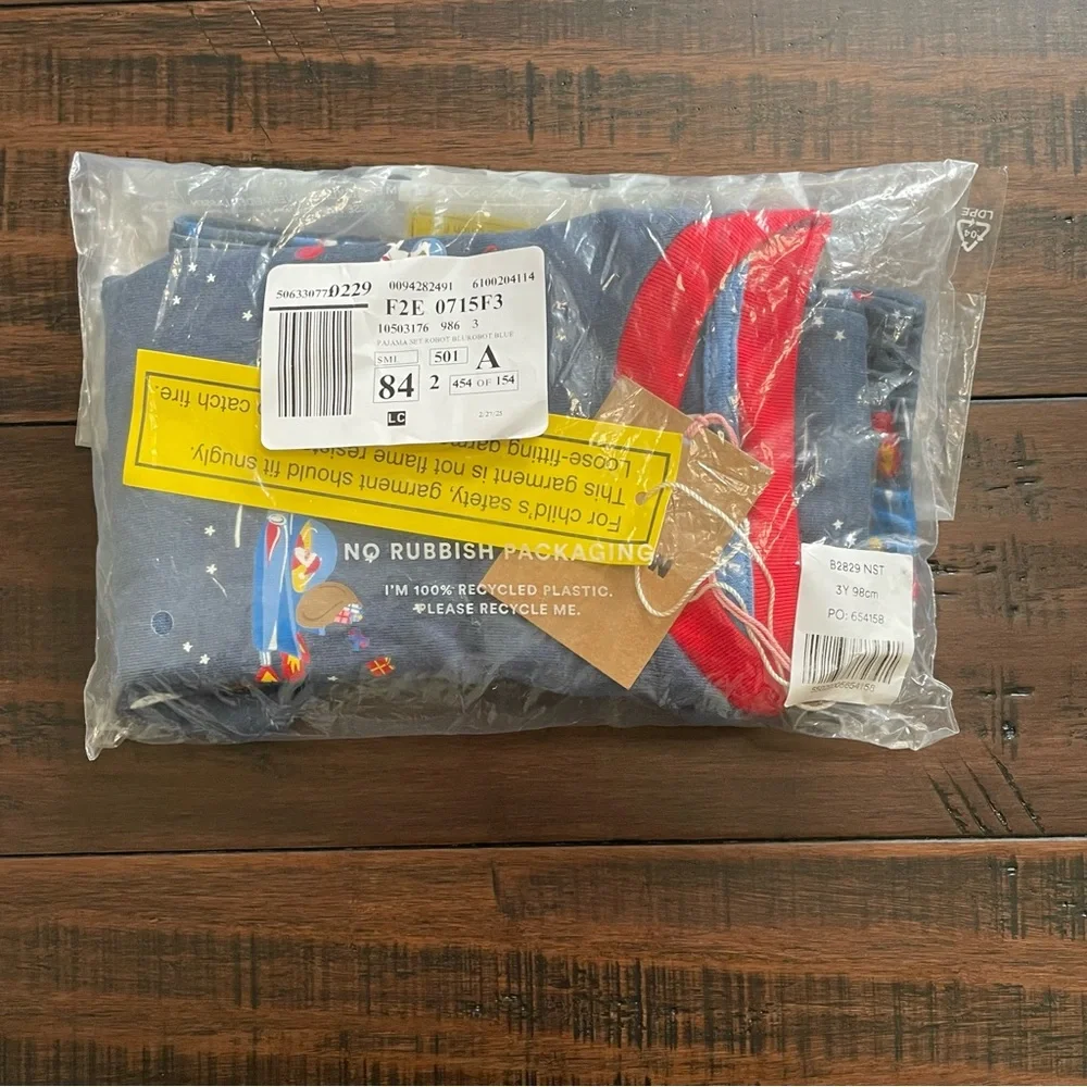 Mini Boden Blue Space Santa Long John Pajama Set NWT