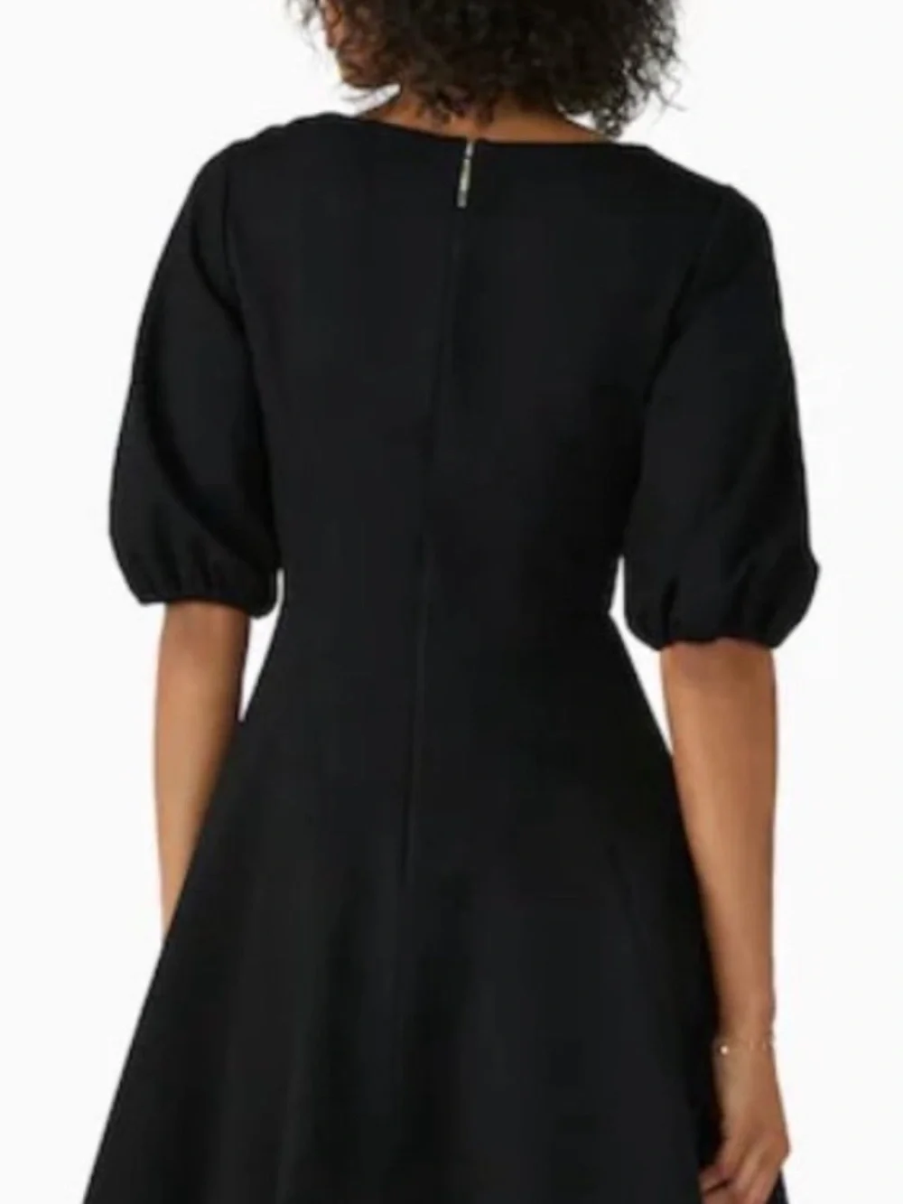 kate spade Ponte Puff-Sleeve Black Dress, sz L